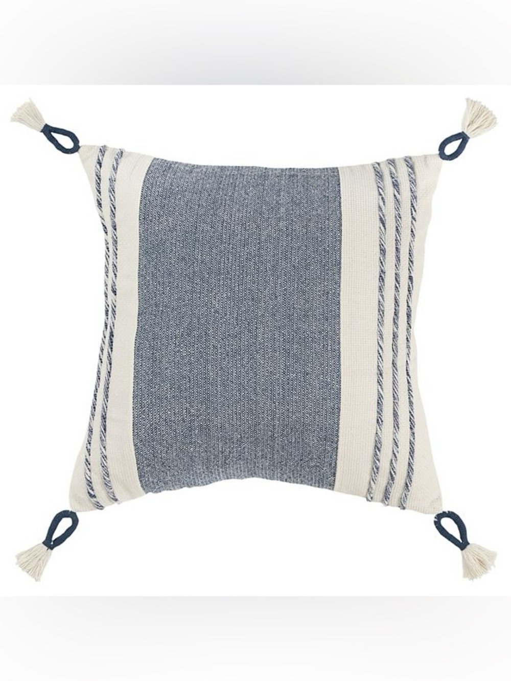 Rizzy Home Rowan Throw Pillow Corner Tassels Coastal imperfections but new 20 sq